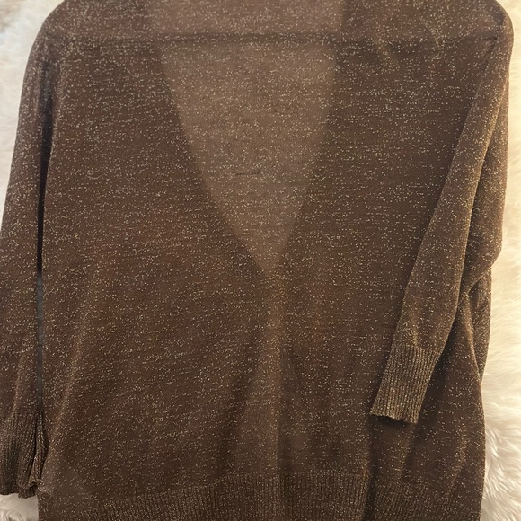 Tory Burch Copper Gold Linen Cardigan M - Picture 3 of 3